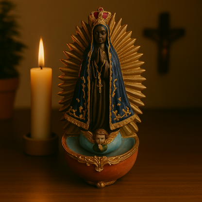 Porta Água Benta Nossa Senhora Aparecida Esculpida em Resina®
