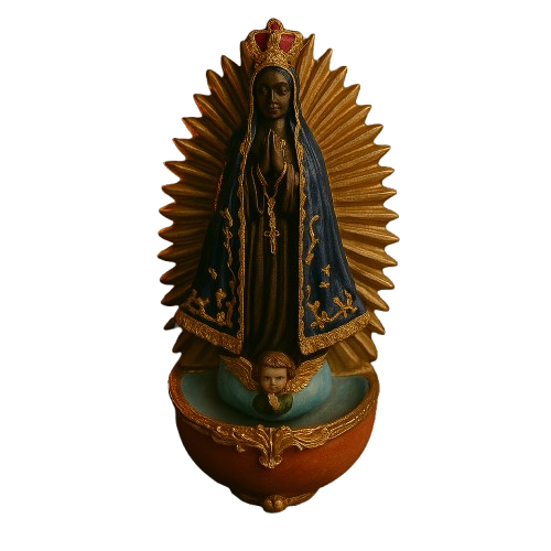 Porta Água Benta Nossa Senhora Aparecida Esculpida em Resina®