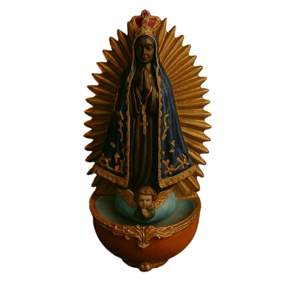 Porta Água Benta Nossa Senhora Aparecida Esculpida em Resina®