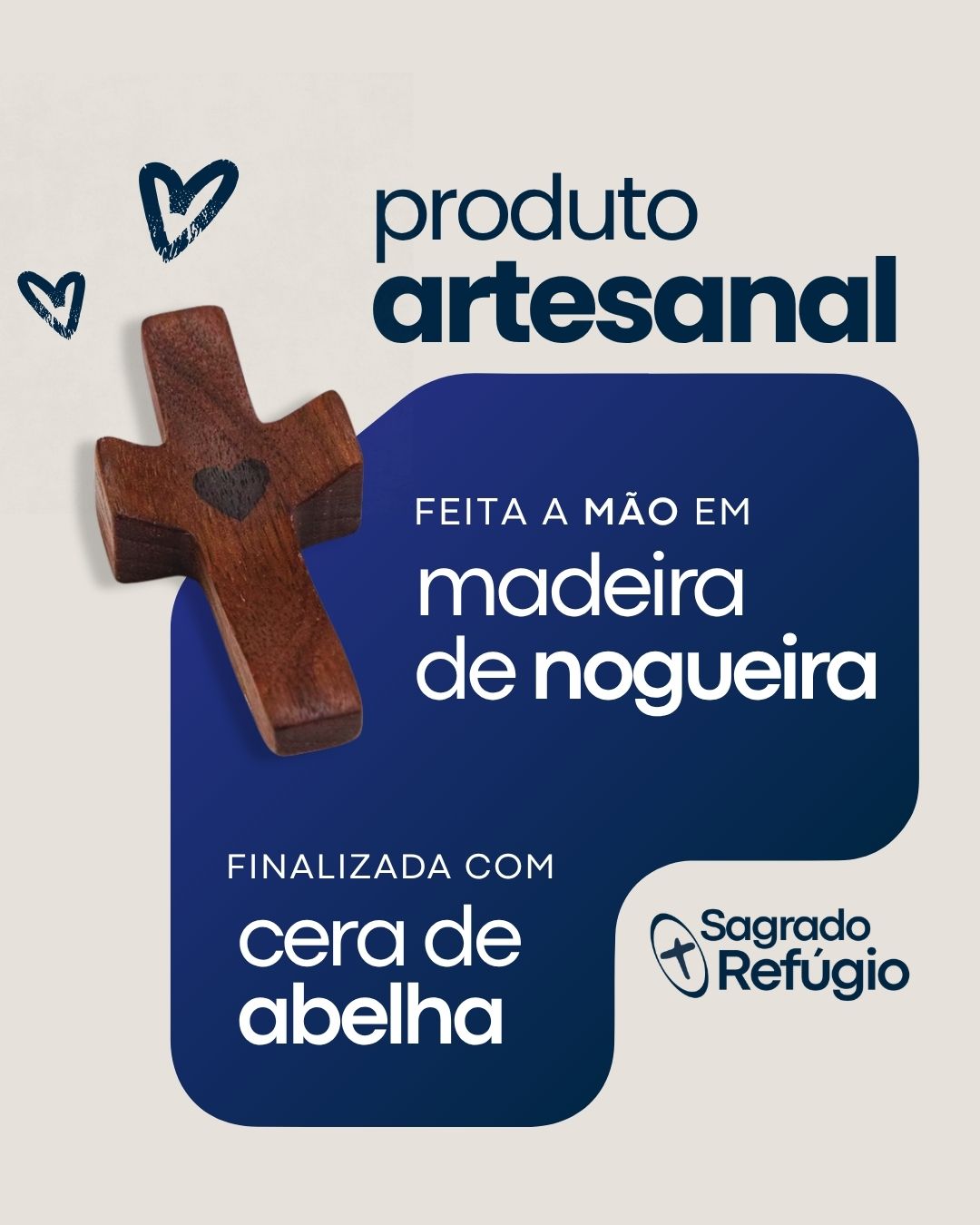 Cruz de Bolso em Madeira Artesanal – Fé para levar com você