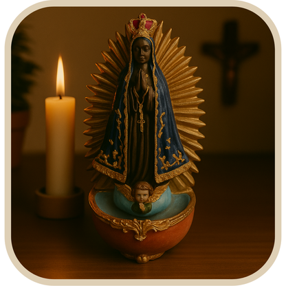 Porta Água Benta Nossa Senhora Aparecida Esculpida em Resina®