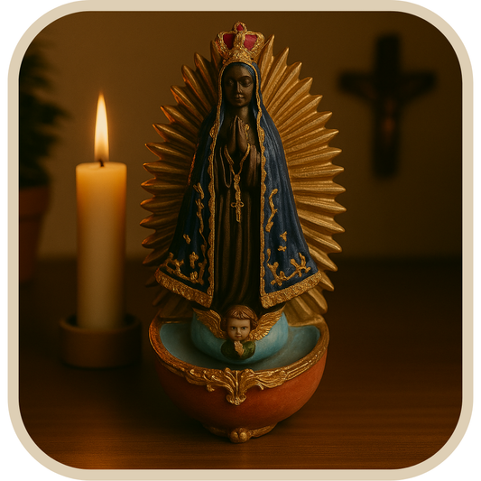 Porta Água Benta Nossa Senhora Aparecida Esculpida em Resina®