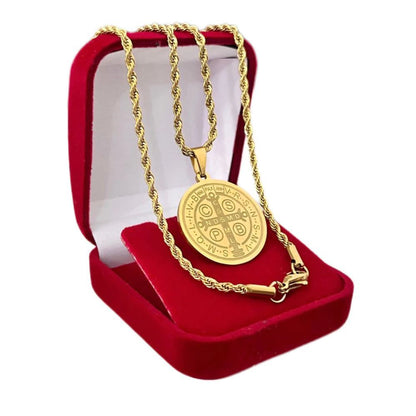 Corrente Medalha de São Bento – Banhada a Ouro 18K